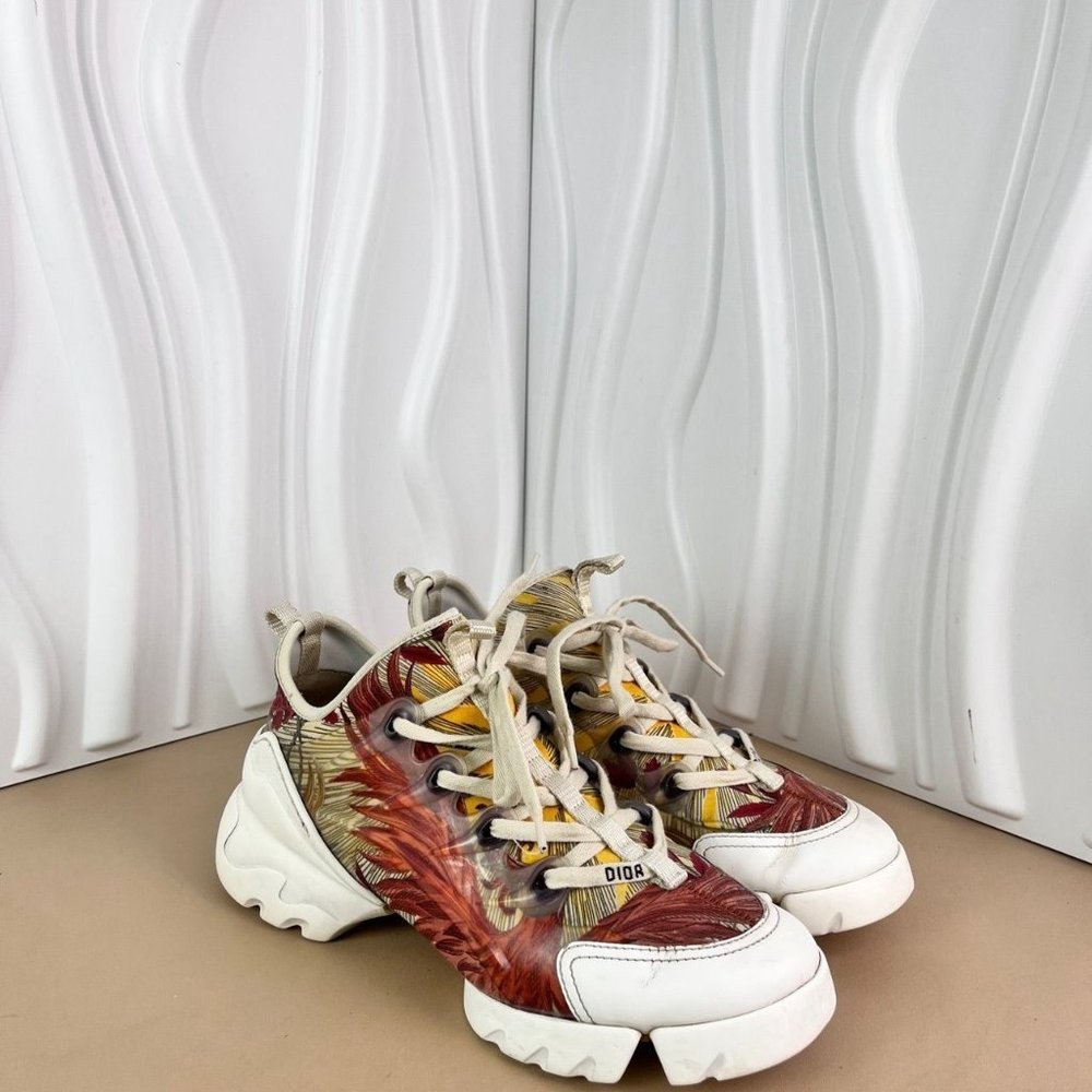 Dior Womens Floral Sneakers Size 38 Chunky Sole Multicolor Pattern - Picture 2 of 9